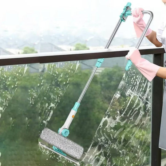 Window Cleaning Brush with Long Handle and Soft Bristles