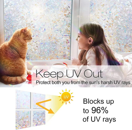 Window Film with Rainbow Design and Static Cling
