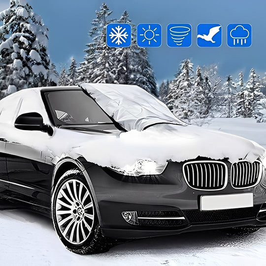 Windshield Cover with Magnetic Fasteners and Storage Pouch