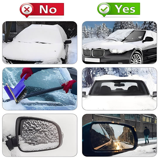 Windshield Cover with Magnetic Fasteners and Storage Pouch